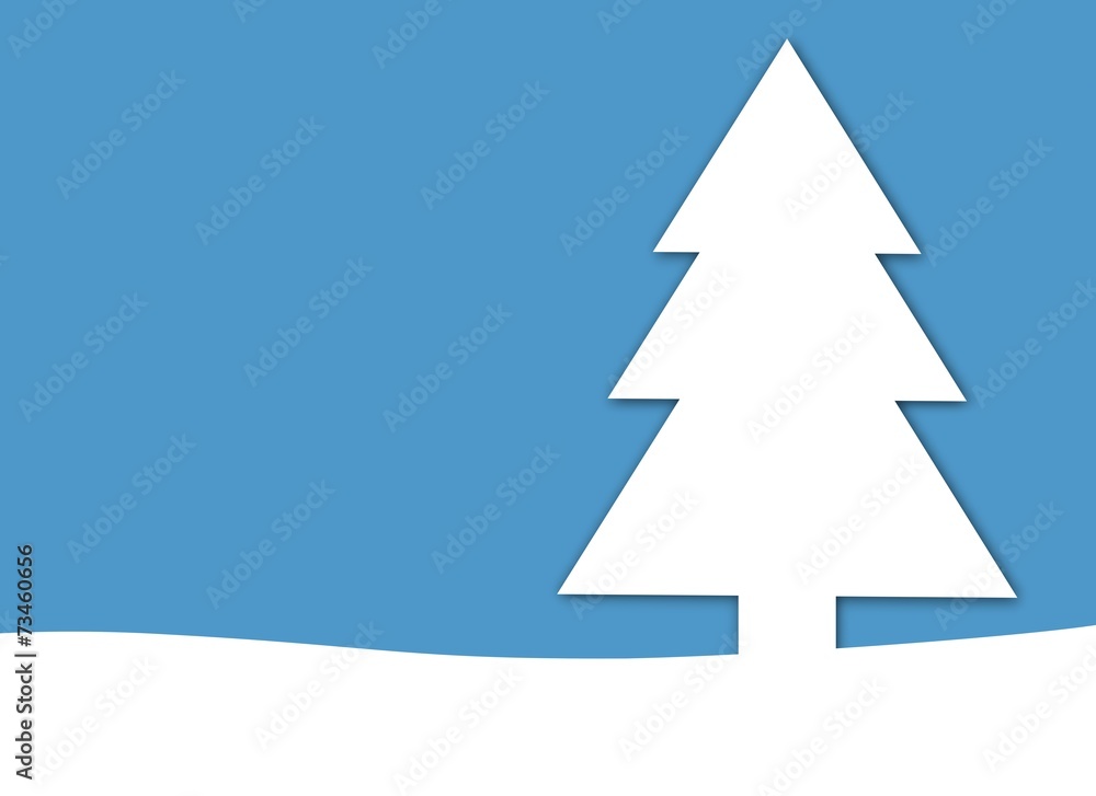 Weihnachtskarte blau mit Tannenbaum Weihnachtskarte blau mit Tannenbaum