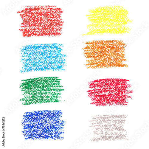Set of colored spots of wax crayons