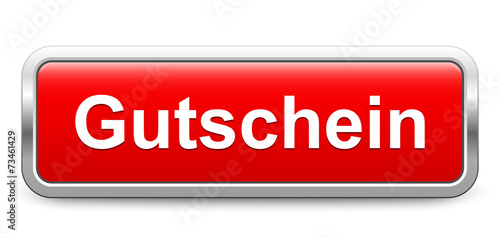 Gutschein – rot metallisch Schild Knopf