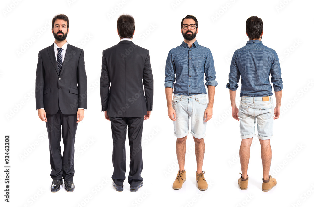 Twin brothers over isolated white background Twin brothers over isolated white background