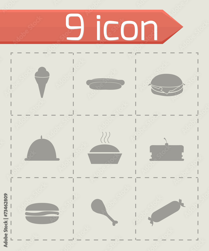 Vector black food icons set