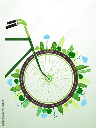 Bicycle Green City concept background ,vector illustration