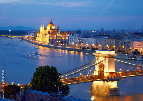 Budapest, Hungary. Chain Bridge and the Parliament © SJ Travel Footage