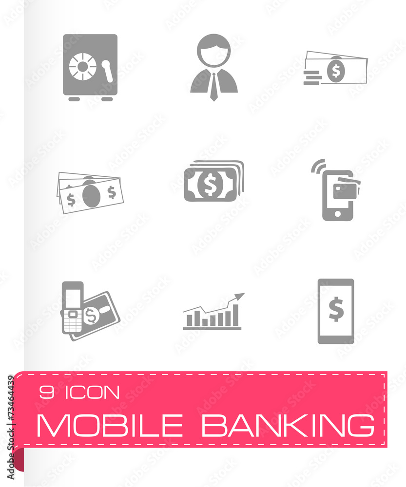 Vector mobile banking icons set Vector mobile banking icons set