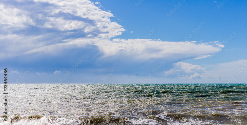Dynamic wave and blue sky
