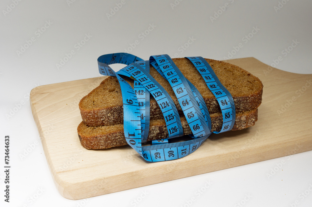 Two pieces of dark bread and meter