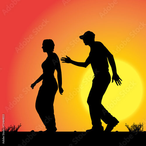 Vector silhouette of couple.