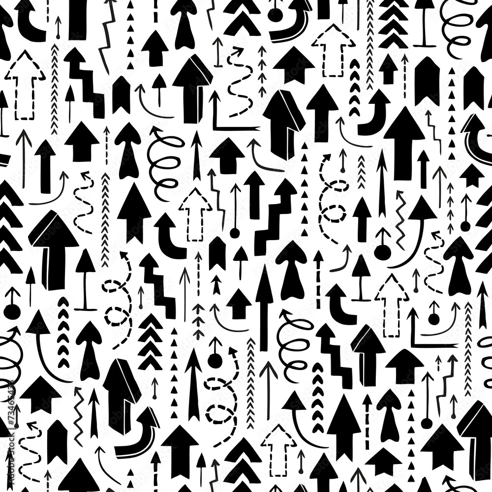 Seamless background of hand drawn arrows