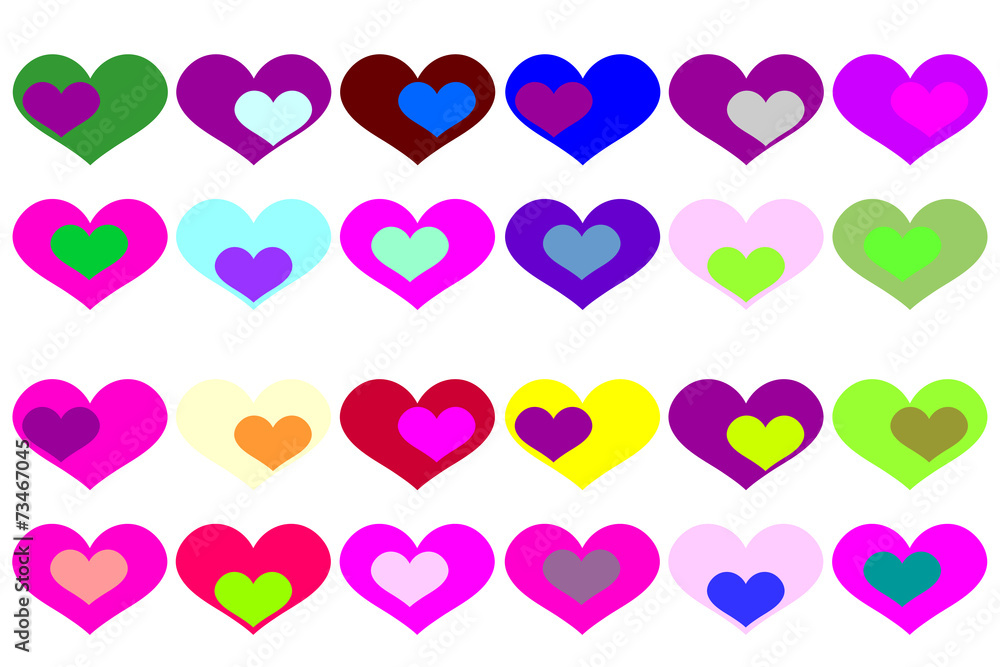 Vector background with colored hearts.