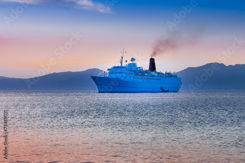 cruiser ship sailing on Aegean sea