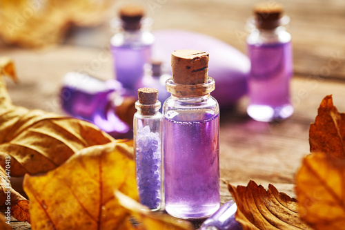 Spa still life with autumn leaves