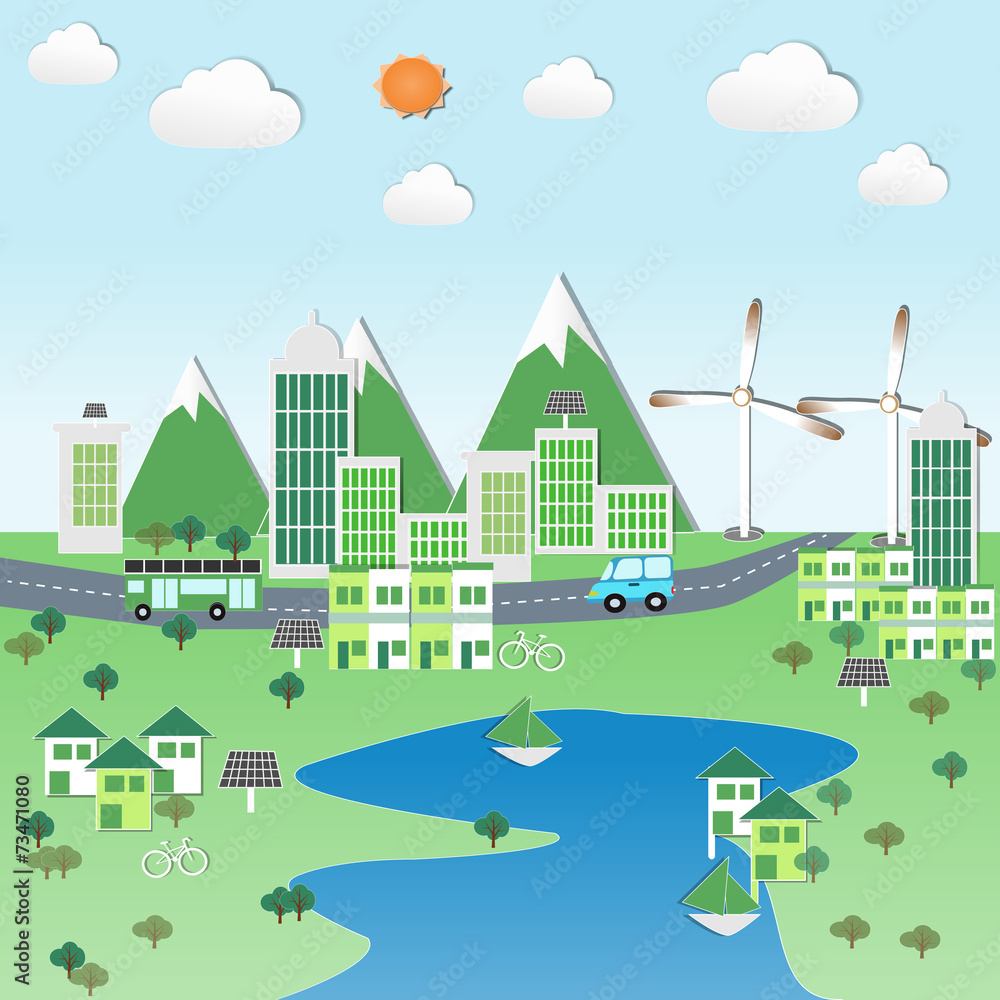 Green city with renewable energy