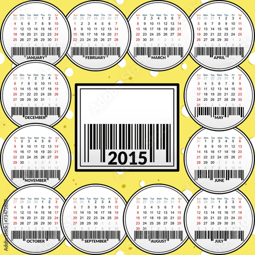 Calendar for 2015 on the background of cheese. photo