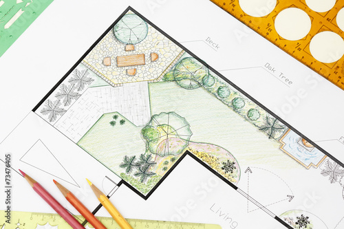 Obraz na plátne Landscape architect design garden plan