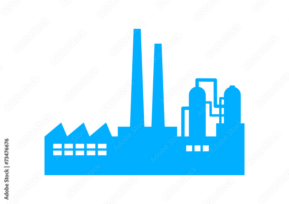 Blue factory icon on white background Blue factory icon on white background
