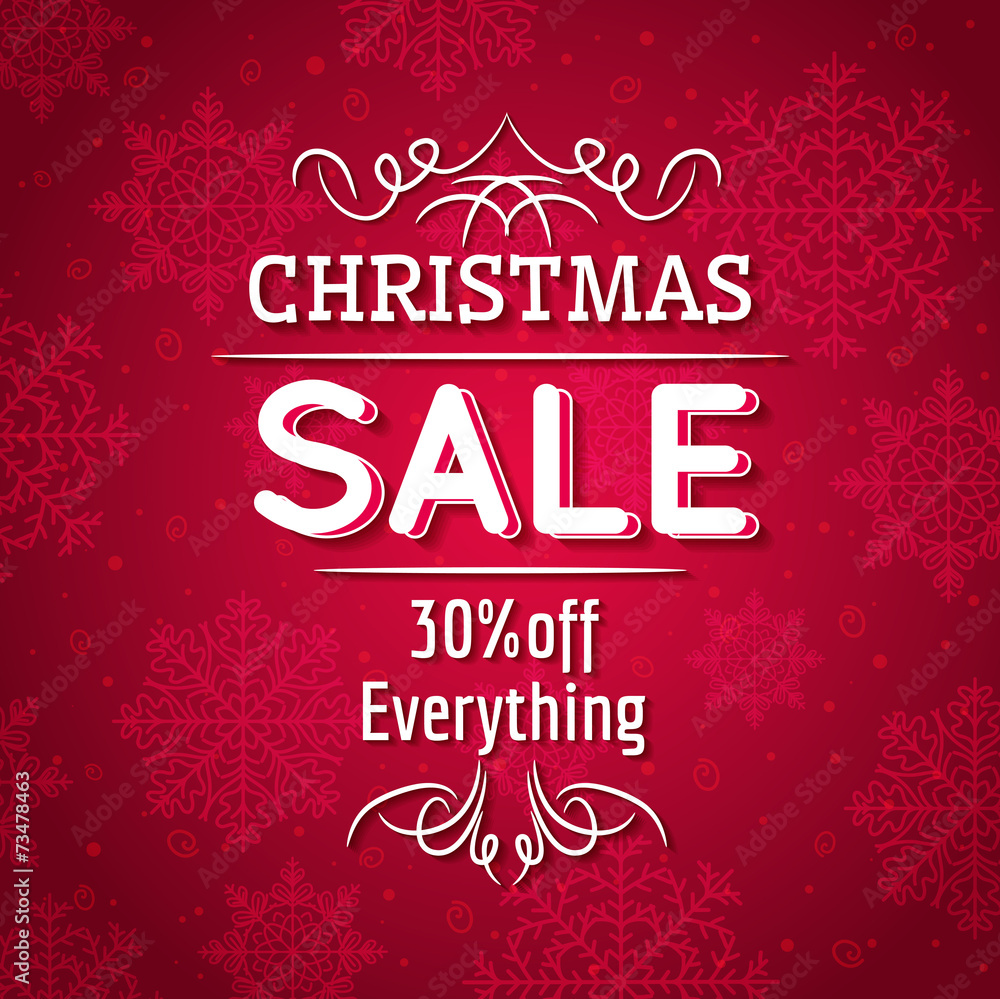 red christmas background and sale offer, vector