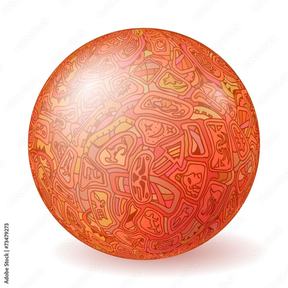 Ball isolated on a white background with a simple natural orname Ball isolated on a white background with a simple natural orname