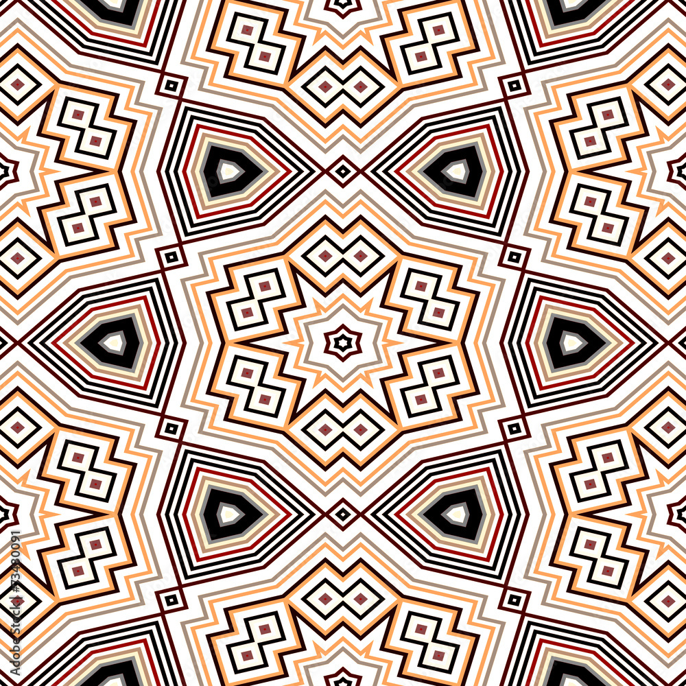 Seamless geometric pattern in black, orange and red