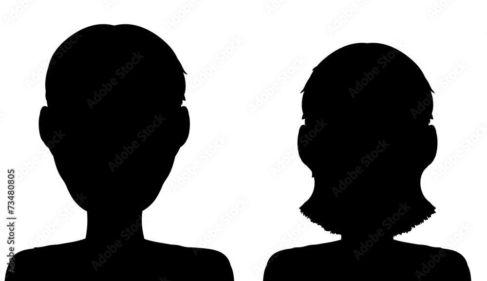 Vector silhouette of a boy and girl.