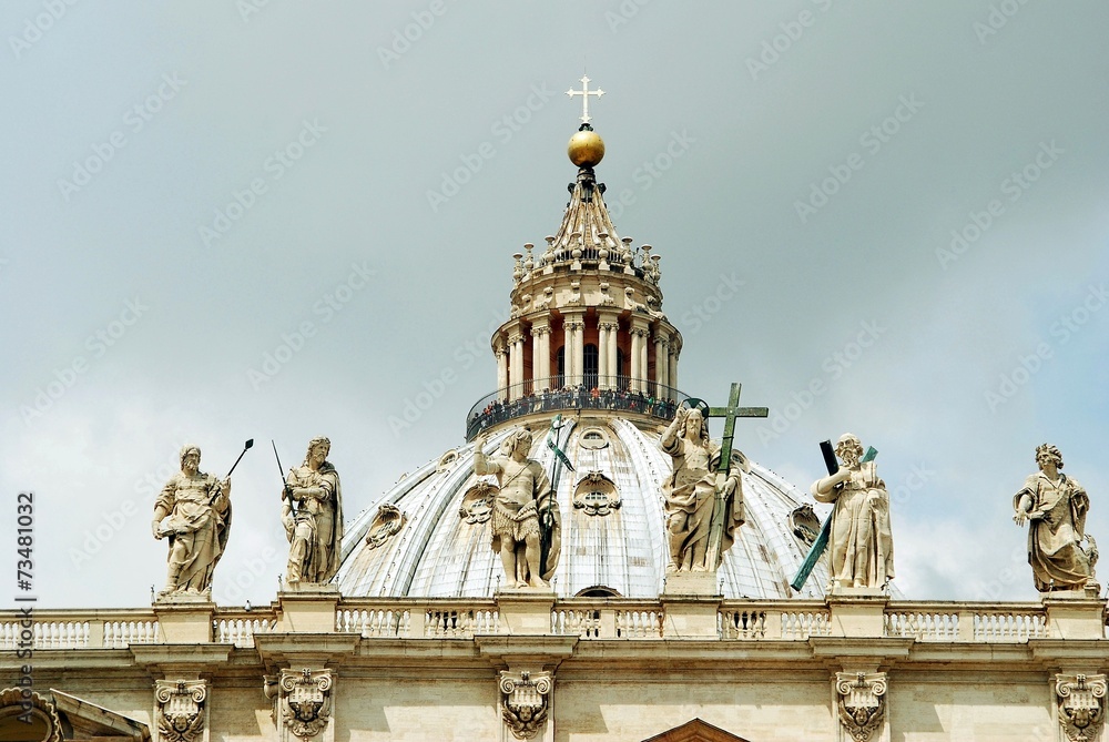View of top of St Peter Basilica roof on May 31, 2014