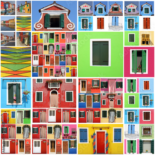 colorful abstract Burano house pattern