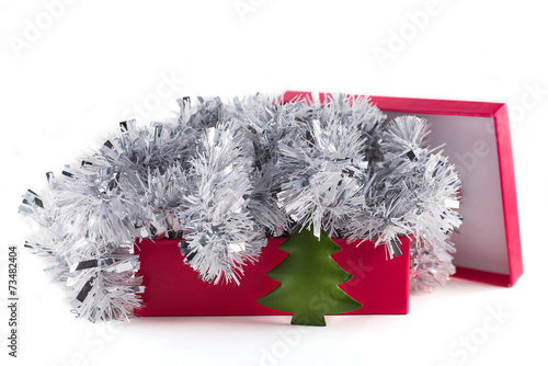 Box with christmas decorations
