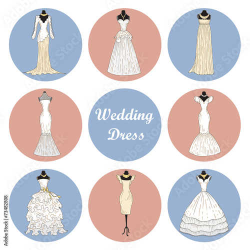 Vector illustration with beautiful wedding dresses