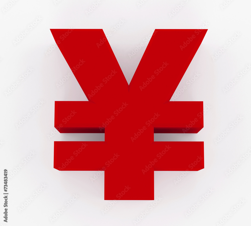 3D generated sign of Yen or Yuan 3D generated sign of Yen or Yuan