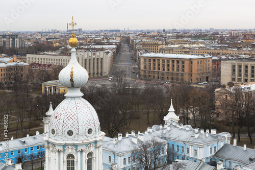 Вид с колокольни Смольного собора на Суворовский проспект photo