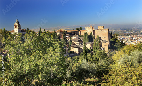 Alhambra Church Castle Towers Granada Andalusia Spain