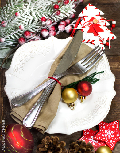 Christmas table setting photo