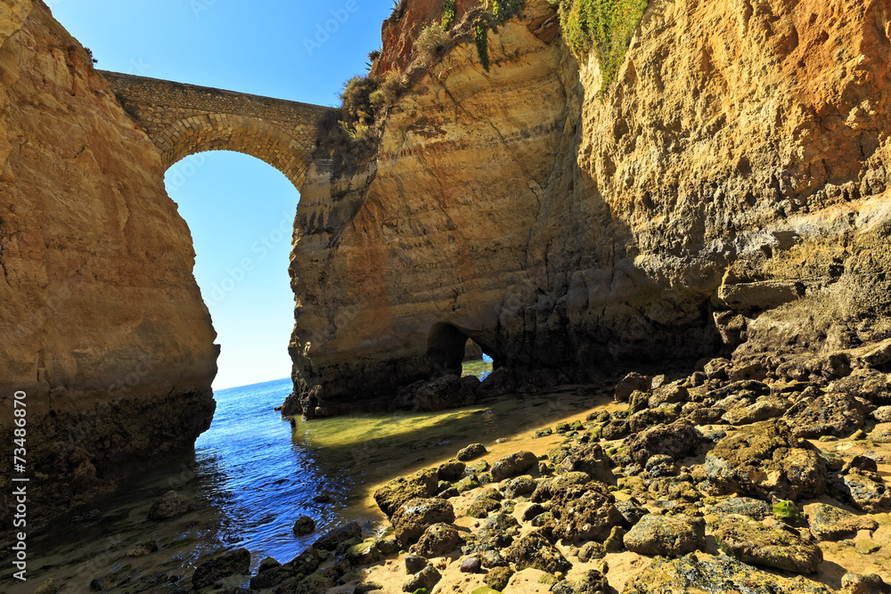 Grottos and bridge in Lagos, south of Portugal.