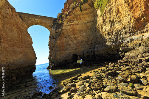 Grottos and bridge in Lagos  south of Portugal.