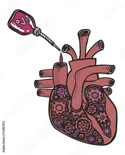 Funny vector cartoon colorfull heart like a motor