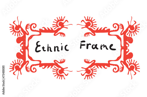 Red frame element with dragons, vector