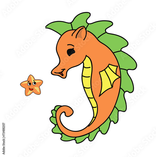 seahorse cartoon Vector illustration