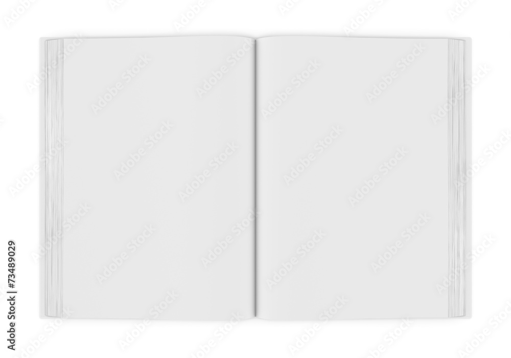 White blank open book on white background