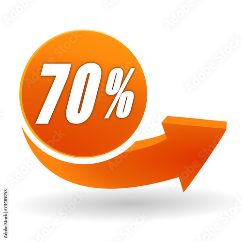 70 pour 100 sur bouton web orange