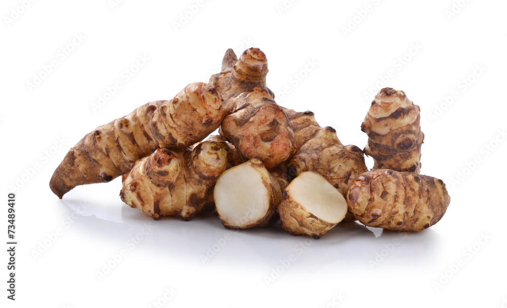 Jerusalem artichoke on a white background