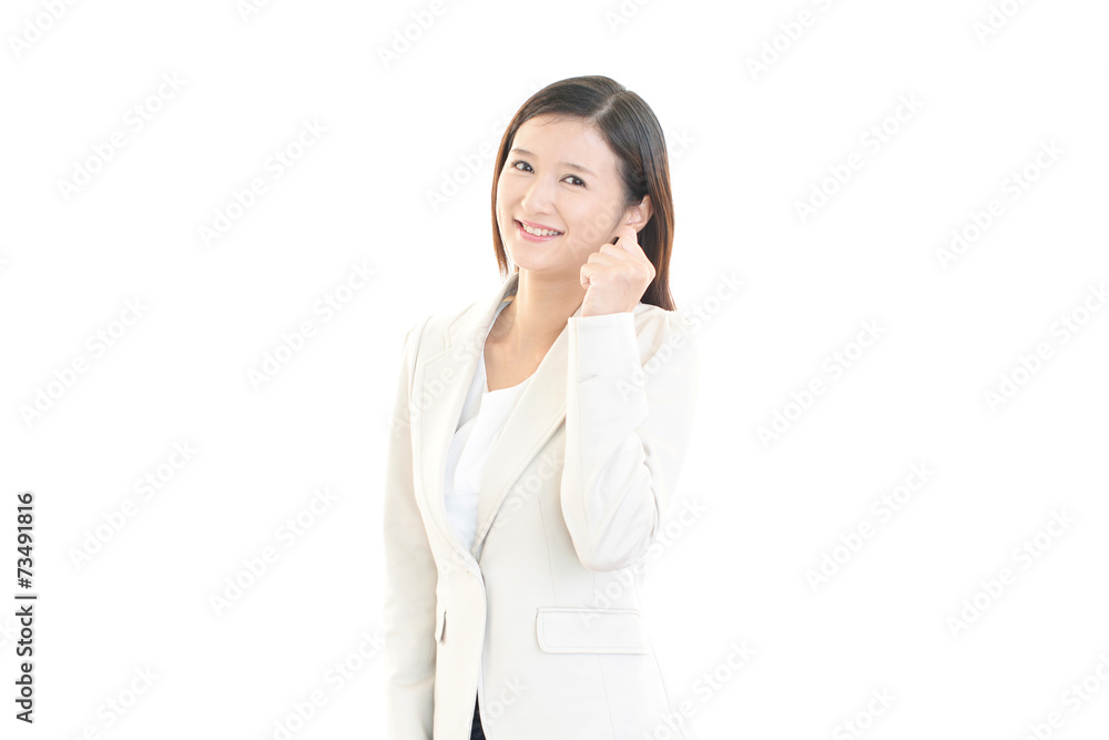 ガッツポーズのOL ガッツポーズのOL