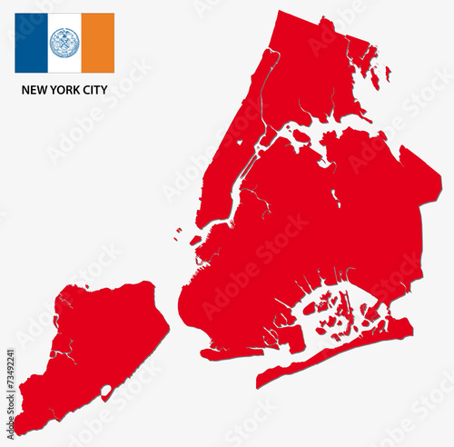 new york city map with flag