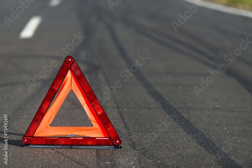 Red triangle of a car