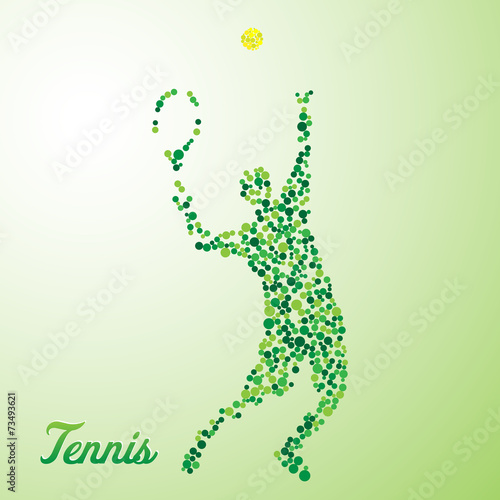 Abstract tennis player kicking the ball