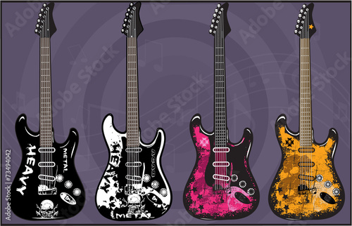Electric Guitars art vector Pack 3