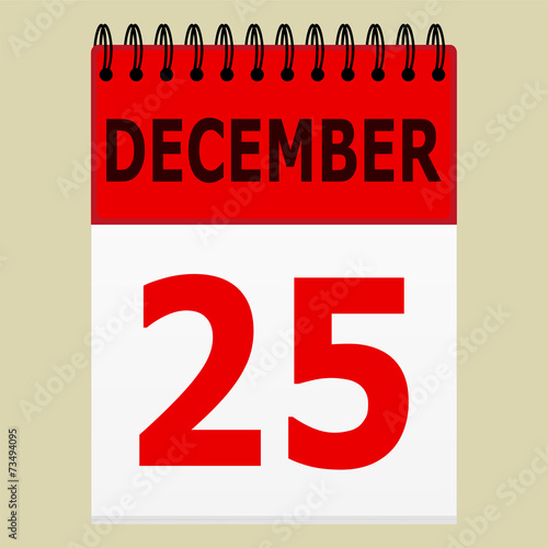 December 25 on the calendar. Holidays Christmas