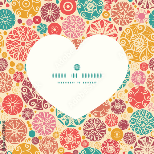 Vector abstract decorative circles heart silhouette pattern