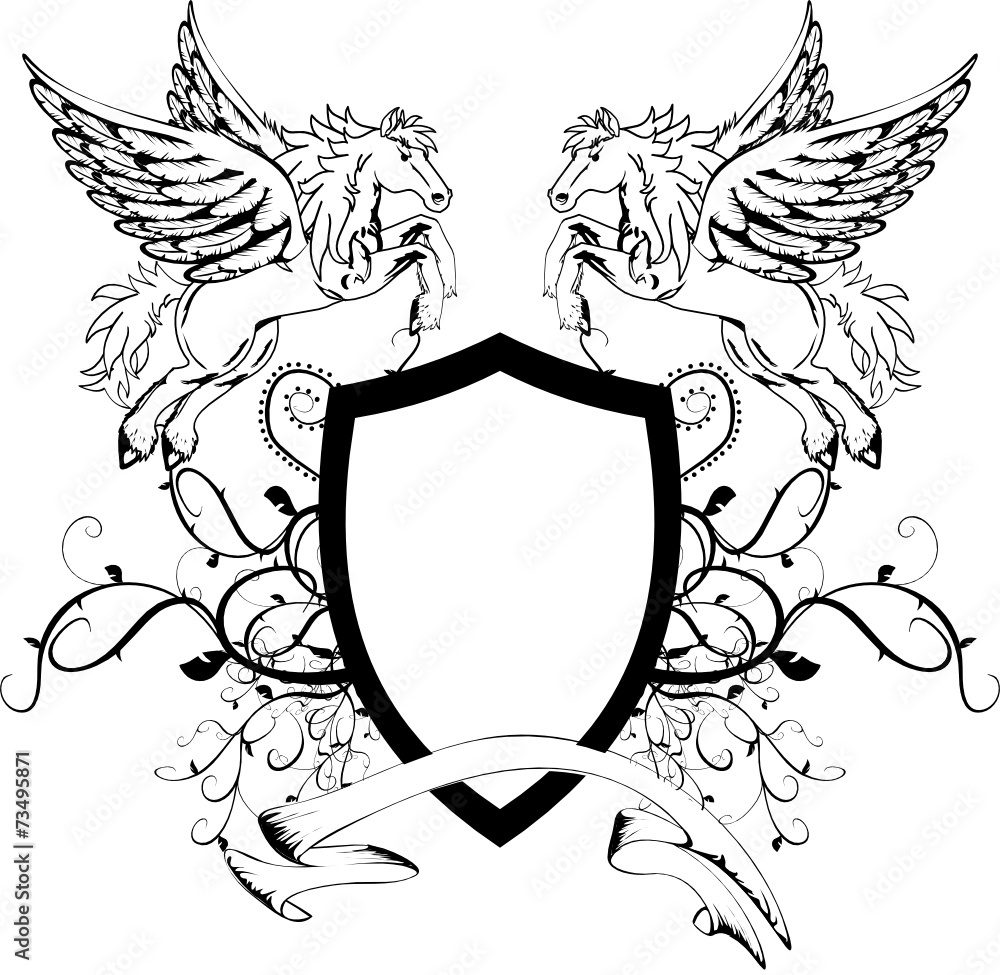 Fototapeta premium heraldic unicorn coat of arms crest shield5