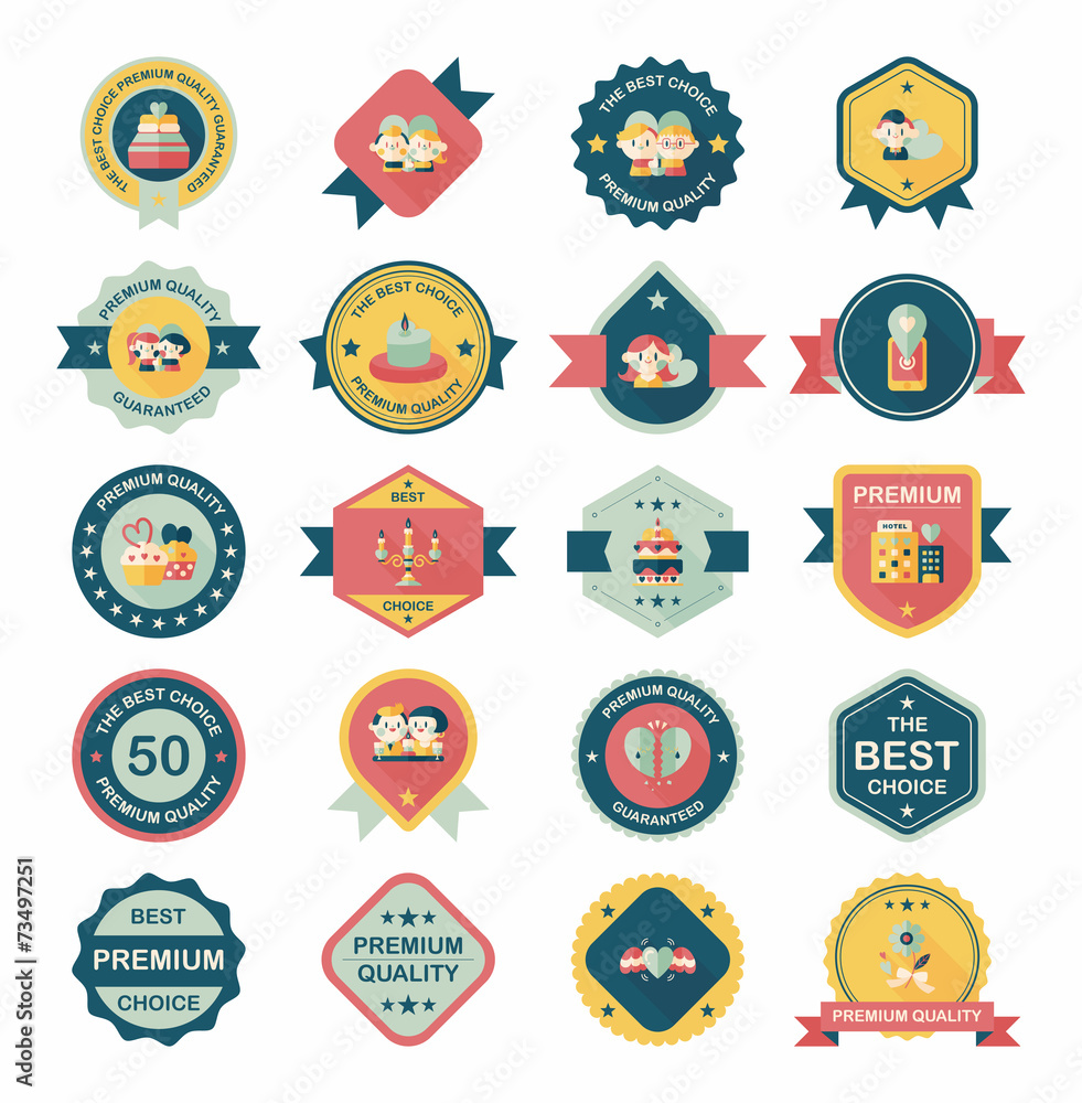 Valentine’s Day badge flat banner design background set, eps10 Valentine’s Day badge flat banner design background set, eps10