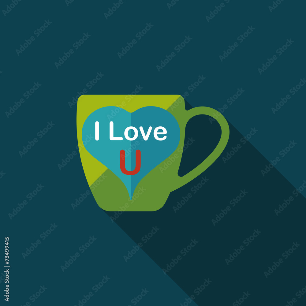 Valentine's day cup flat icon with long shadow,eps10 Valentine's day cup flat icon with long shadow,eps10