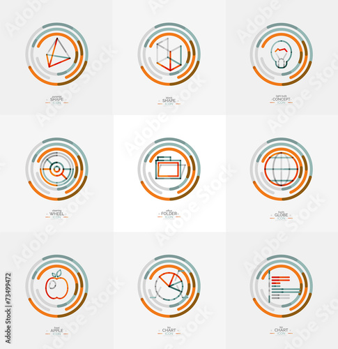 Minimal thin line design web icon set, stamps